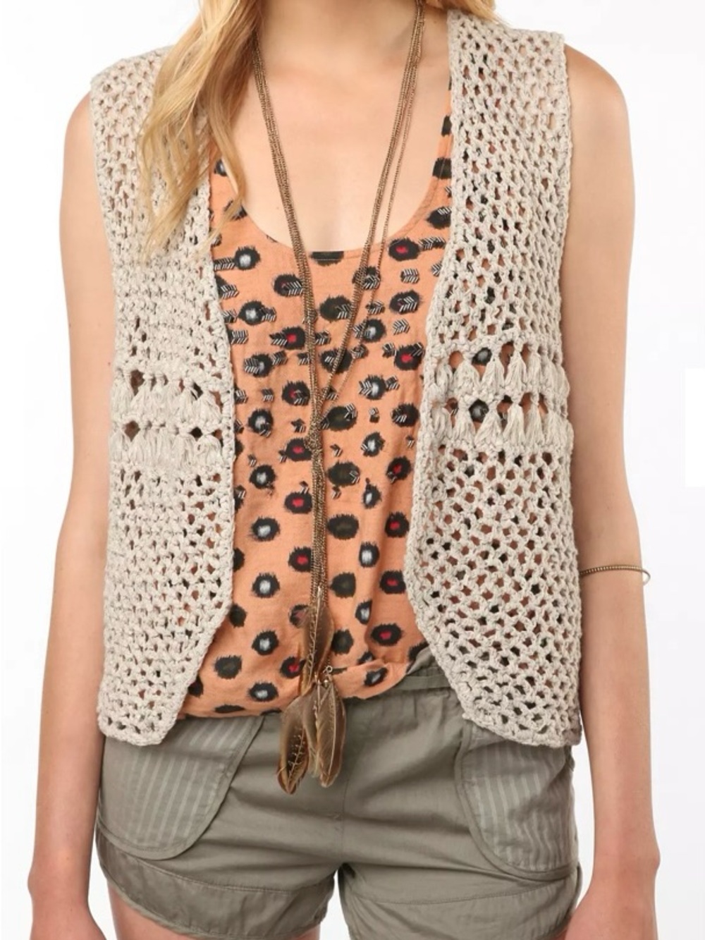 Urban Outfitters Staring at Stars Crochet Open Weave Vest